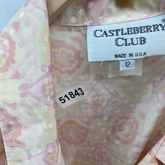 CASTLEBERRY CLUB Set Suit 12 Floral Double Breasted Top & Pleated Skirt Pink USA - Picture 16 of 16